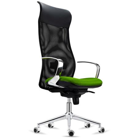 Silla Ergonómica YEDA, Respaldo Alto, Diseño Moderno, Uso 8 Horas, en Malla y Tela, Verde