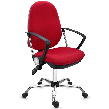 Silla de Oficina ROMA, Respaldo Ajustable, Cómoda y Robusta, Uso 8H, en Rojo