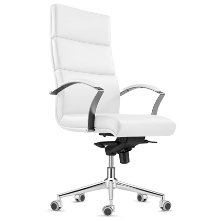 DEMO# Sillón de Oficina RABAT, en Piel Natural color Blanco, Basculante, Gran Calidad y Diseño