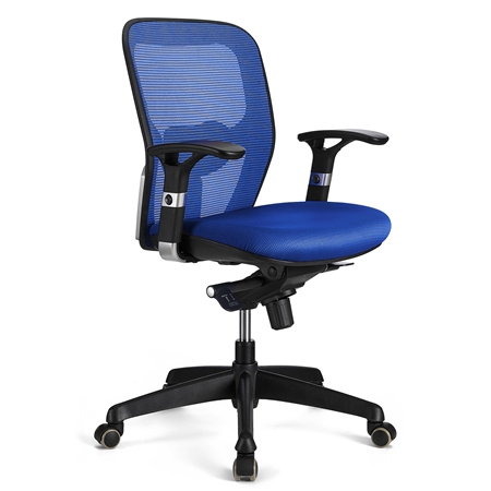 DEMO# Silla Ergonómica FELIX, Soporte Lumbar Ajustable, Adaptada uso 8h, En Azul