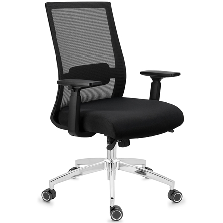 DEMO# Silla Ergonómica NIXON, Soporte Lumbar, Base Metálica, Uso 8H, en Negro