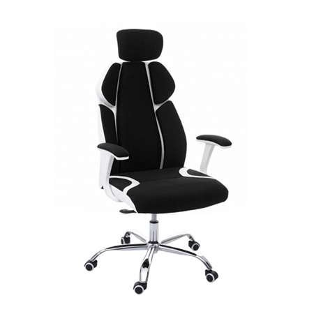 DEMO#  Silla de Oficina TUXON WHITE, Diseño Exclusivo y Ergonómico, En Tela, Color Negro