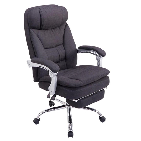 DEMO# Sillón de Oficina AUSTIN, Reclinable, Reposapiés Extensible, en Tela color Negro