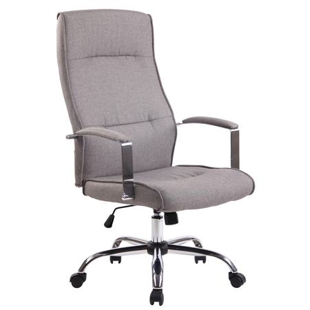 Silla de Oficina PONTIAC TELA, Grueso Acolchado, Base Metálica, color Gris Claro