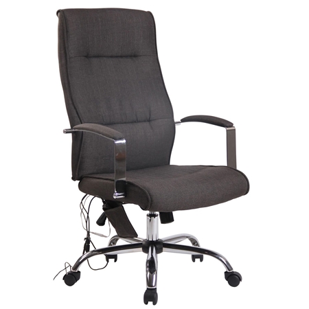 Silla de Oficina PONTIAC MASAJE TELA, Grueso Acolchado, Base Metálica, color Gris Oscuro