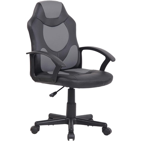 Silla Gaming Infantil ADELE, Diseño Deportivo, En Piel Negro y Gris