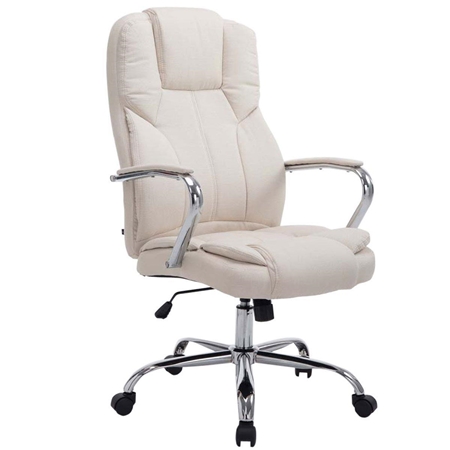DEMO# Sillón de oficina KANSAS TELA, resistente hasta 150kg!! Gran calidad, fabricado en acero, en Crema