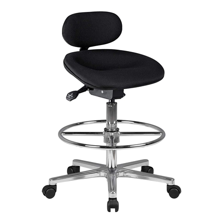 DEMO# Taburete de trabajo FALAK, con Reposapiés, Ergonómico y Ajustable, color Negro