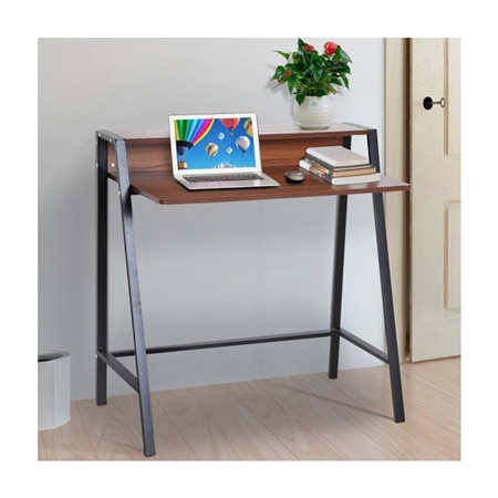 DEMO# Mesa para ordenador portátil NELY, Dimensiones 84x45x85 cm, en Metal y Madera color Nogal