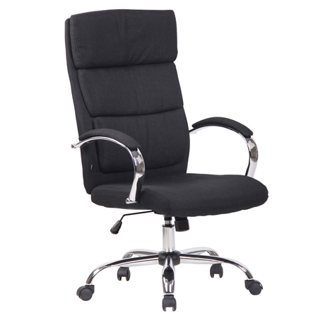 DEMO# Sillón de Oficina BRANDON TELA, Grueso Acolchado, Base Metálica, color Negro