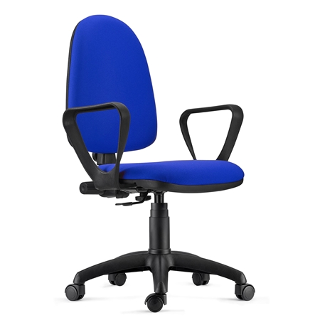 DEMO# Silla de Oficina ANDREA, Respaldo Ajustable, Robusta y Versátil, con Reposabrazos, Tela Azul