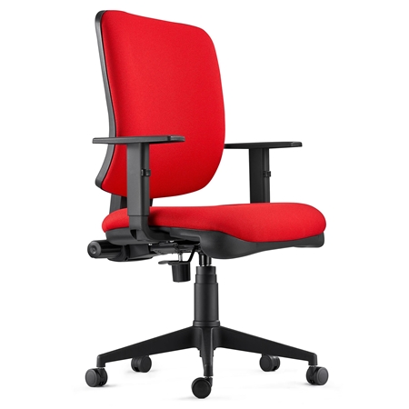 DEMO# Silla Ergonómica DIEGO, en Tela color Rojo, con Grueso Acolchado y Mecanismo Sincronizado