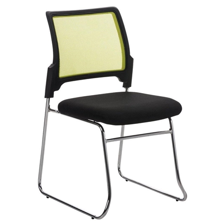 DEMO# Silla de Confidente CRANTON, Apilable, Estructura Metálica, Tela y Malla Transpirable en Verde