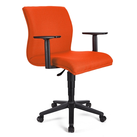 DEMO# Silla de Oficina ANIBAL BASE, Brazos Ajustables, Acolchado en Tela Naranja