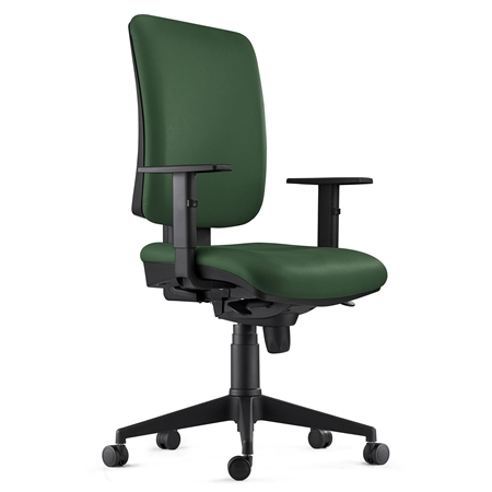 DEMO# Silla Ergonómica PIERO, en Piel color Verde, con Brazos Ajustables