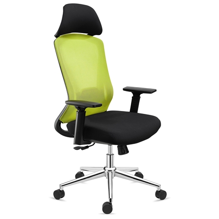 DEMO# Silla Ergonómica RIVER, Reposacabezas, Cómoda y de Diseño, Uso Intensivo 8H, En Amarillo