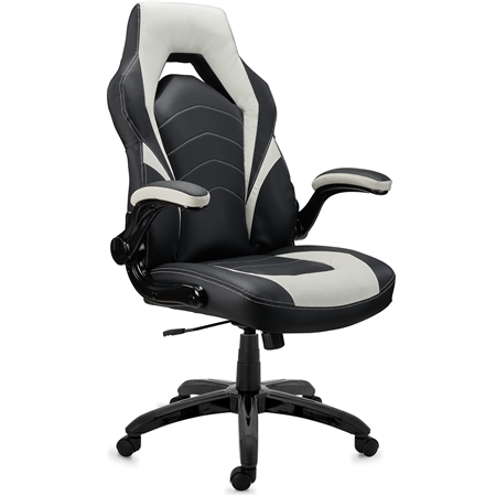 DEMO# Silla Gaming NITRO, Grueso Acolchado, Reposabrazos Abatibles, en Piel color Negro y Blanco