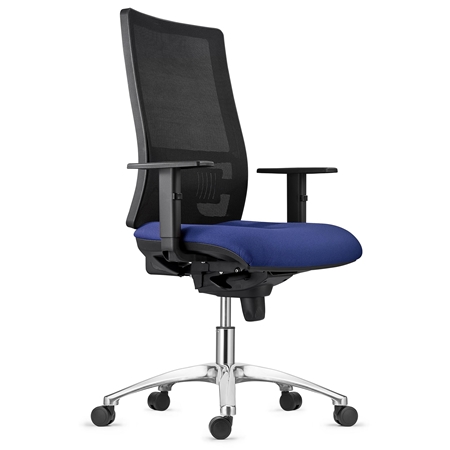 DEMO# Silla Ergonómica EMERSON, Base Metálica, Soporte Lumbar, Respaldo Ajustable, en Tela color Azul Oscuro