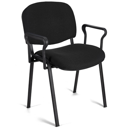 DEMO# Silla de Confidente MOBY BASE CON BRAZOS, Cómoda y Práctica,  Patas Negras y Tela Negra