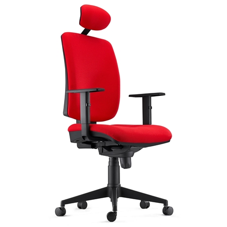 DEMO# Silla Ergonómica PIERO, en Tela color Rojo, con Reposacabezas y Brazos Ajustables