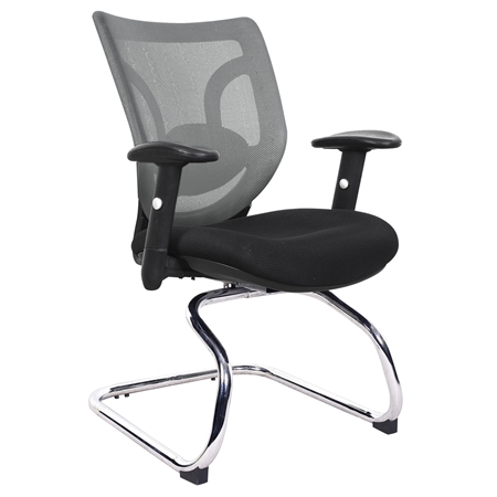 DEMO# Silla de Confidente Ergonómica LAMBO NET, Increíble Soporte Lumbar, Gran Comodidad, En Gris