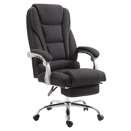 DEMO# Sillón de Oficina COMODITY TELA, Grueso Acolchado, Reposapiés Extensible, en Negro