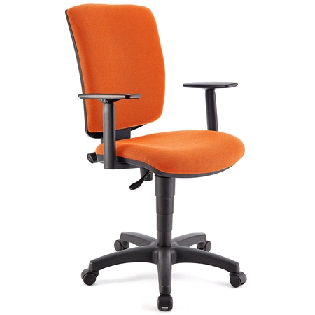 DEMO# Silla de Oficina ATLAS PLUS, Respaldo y Brazos Ajustables, Gran Acolchado, En Tela Naranja