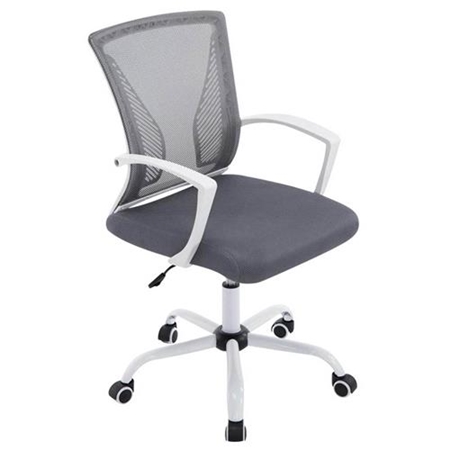 DEMO# Silla de Oficina CUBA WHITE, Estructura Metálica, en Malla Transpirable Color Gris