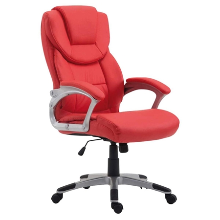DEMO# Sillón de oficina BALTIMORE, Gran Acolchado, muy resistente, tapizado en piel color rojo