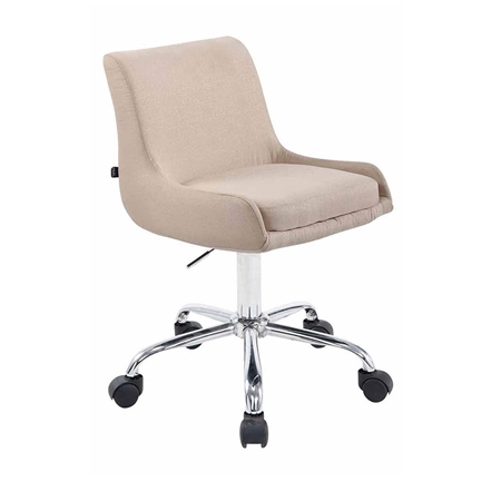 DEMO# Silla de Oficina ASIA TELA, Base Metálica, Exclusivo Diseño, Color Crema