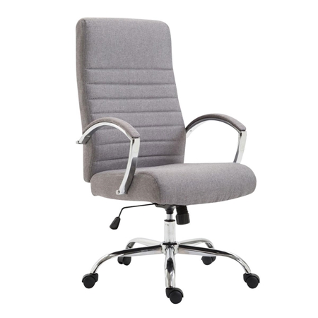DEMO# Silla de Oficina VALANTY TELA, Grueso Acolchado, Base Metálica, Tapizada en color Gris Claro