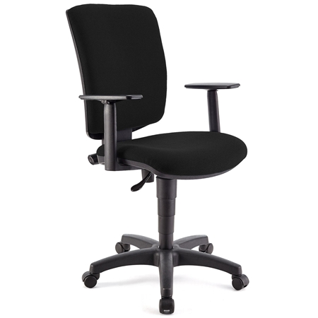 DEMO# Silla de Oficina ATLAS PLUS, Respaldo y Brazos Ajustables, Gran Acolchado, En Tela Negra