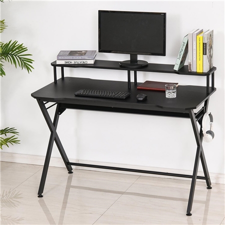 Mesa para Ordenador GENEBRA 140x60x90 cm, en Metal y Madera, color Negro