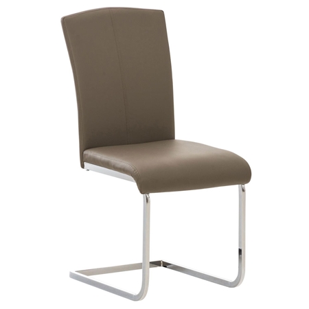 Silla de Confidente FOSTER, Gran Acolchado, Estructura Metálica, en Piel color Gris Pardo