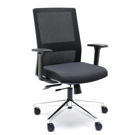 Silla Ergonómica ALBI, Diseño Moderno, Soporte Lumbar Ajustable, en Malla y Tela Negra