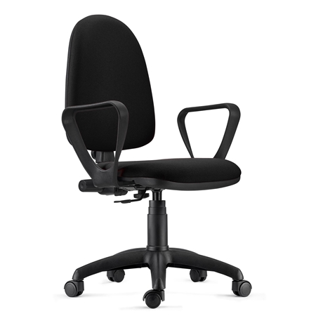 DEMO# Silla de Oficina ANDREA, Respaldo Ajustable, Robusta y Versátil, con Reposabrazos, Tela Negra