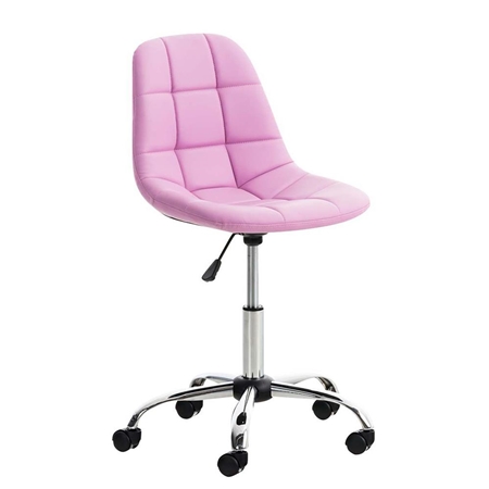 Silla de Oficina EMILY PIEL, Estructura Metálica, Diseño Exclusivo, en Color Rosa