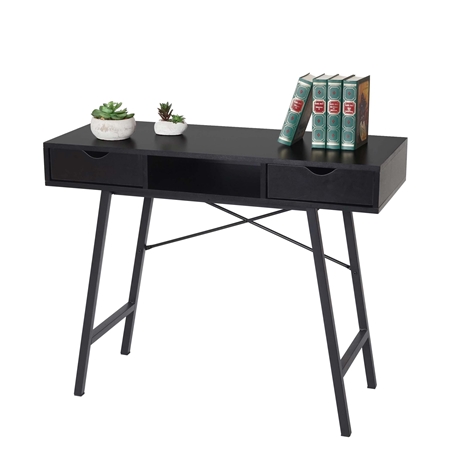 Mesa para Ordenador NILSA, 120x60x76 cm, en Metal y Madera, color Negro