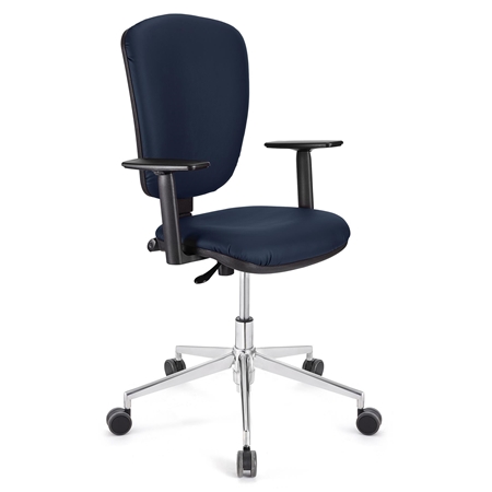 DEMO# Silla de Oficina CALIPSO PRO PIEL, Respaldo y Brazos Ajustables, Base Metálica, En Azul
