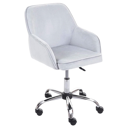 Silla de Oficina LINDA, Exclusivo Diseño, Base Metálica, en Terciopelo color Gris