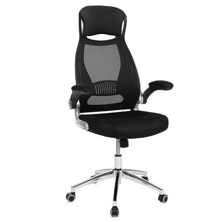 DEMO# Silla Ergonómica NIKI, Soporte Lumbar, Brazos Abatibles, en Malla Transpirable color Negro