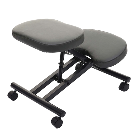 DEMO# Silla Ergonómica de Rodillas MONTY, Altura Ajustable, Estructura Metálica, Piel color Gris