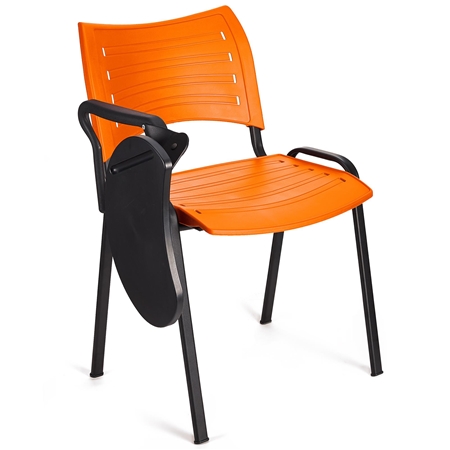 DEMO# Silla de Confidente ELVA CON PALA, Apilable y Práctica, Patas Negras y Color Naranja
