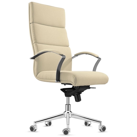 DEMO# Sillón de Oficina RABAT, en Tela color Crema, Basculante, Gran Calidad y Diseño