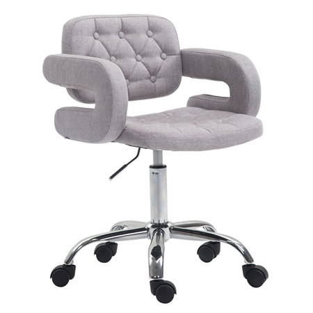 Silla de Oficina SAMSON TELA, Precioso Diseño, Base Metálica, Tapizada en Tela color Gris