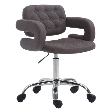 Silla de Oficina SAMSON TELA, Precioso Diseño, Base Metálica, Tapizada en Tela color Gris Oscuro