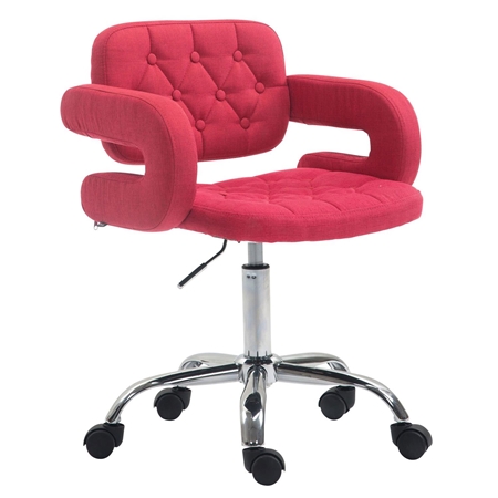 Silla de Oficina SAMSON TELA, Precioso Diseño, Base Metálica, Tapizada en Tela color rojo