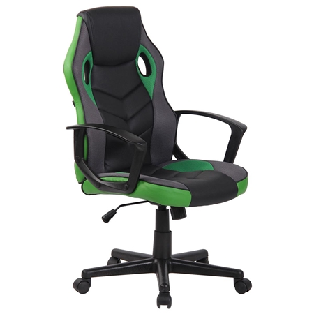 Silla Gaming DELI, Diseño Deportivo, en Malla y Piel, color Negro y Verde