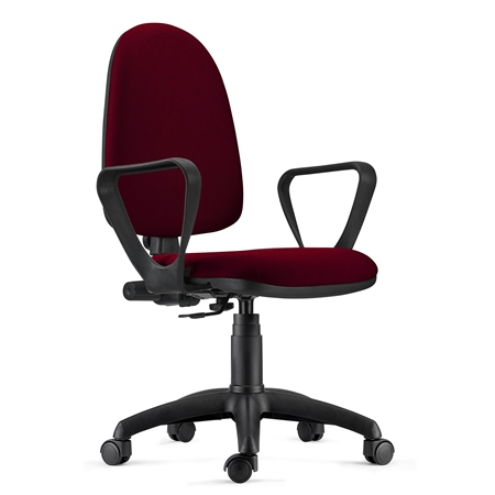 DEMO# Silla de Oficina ANDREA, Respaldo Ajustable, Robusta y Versátil, con Reposabrazos, Tela Burdeos
