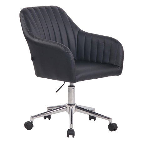 Silla de Oficina FOCUS, Gran acolchado, Base Metálica, en Piel color Negro